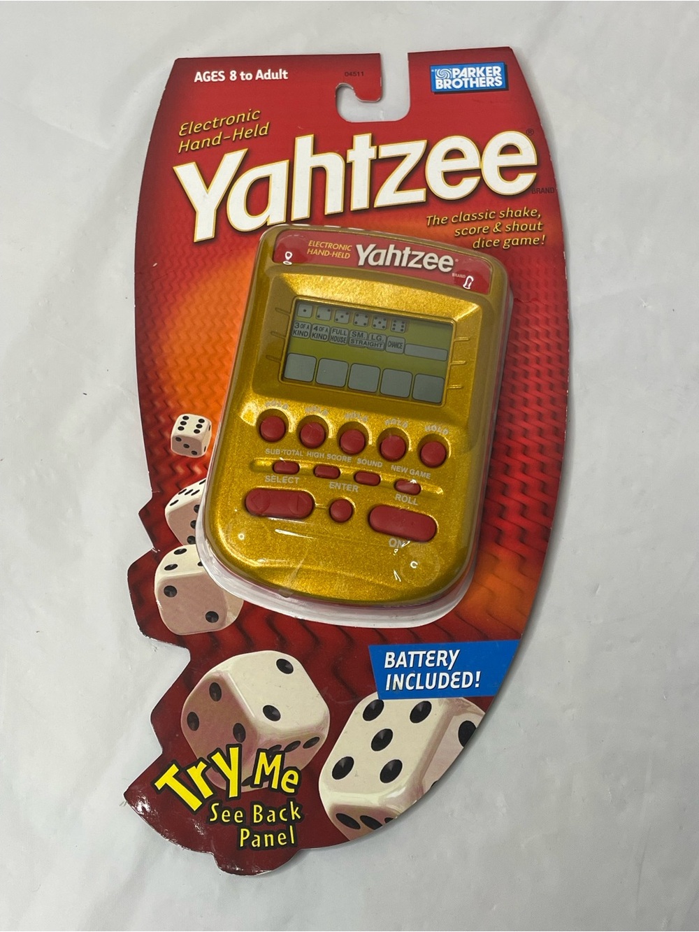 Vintage 2004 Parker Brothers Yahtzee Electronic Hand-Held Game - Gold